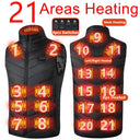 9/13Areas Heated Vest Men Women USB Heating Jacket Winter