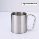 Portable Stainless Steel Camping Mug with Carabiner Handle