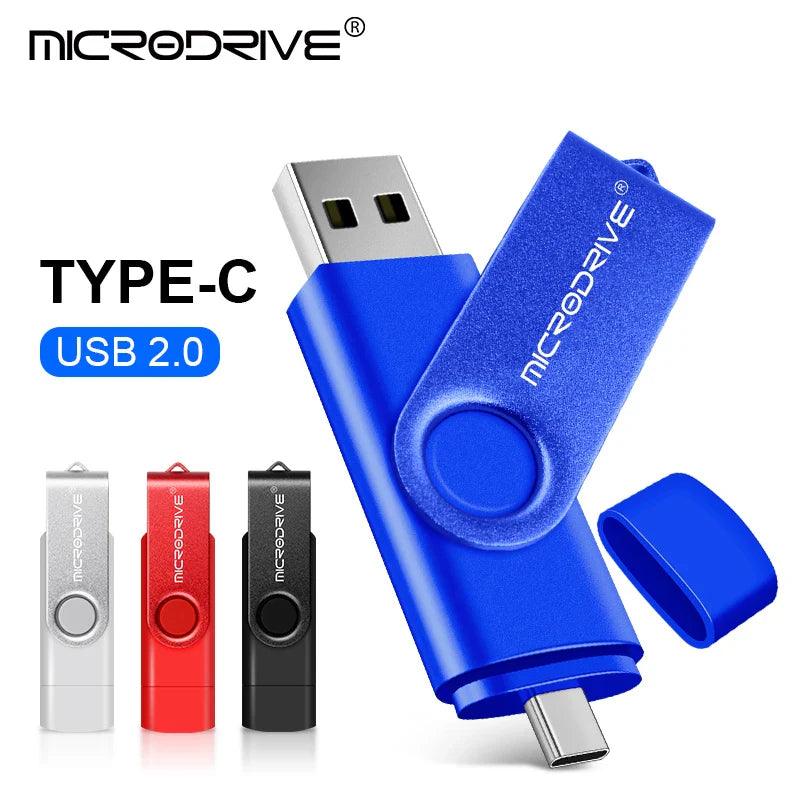 Multifunctional OTG 2 IN 1 type-c USB Flash Drive pendrive 128GB cle usb флэш-накопител stick 32/64 GB Pen Drive for phone  OurLum.com   