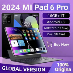 2024 Original Pad 6 PRO Tablet - 11" Android 13, 16GB RAM, 1TB Storage, 5G Connectivity, Dual SIM, GPS, High-Res Cameras for Ultimate Productivity and Entertainment