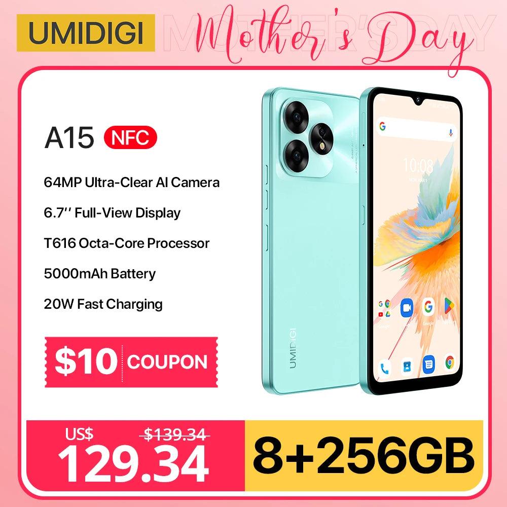 [World Premiere] UMIDIGI A15, A15C Smartphone NFC Android 13 ,6.7" FHD+Screen, 8GB 256GB 128G, 64MP Camera,5000mAh Mobile phone