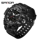 SANDA Men Sports Watch Military Design Upgrade Dual Display