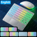 Bluetooth Touchpad Keyboard: RGB Backlit for  Pad SEO: Rainbow Gradient LED Light, 7 Colors, 2 Light Modes, Long Battery Life  ourlum.com EN White United State 