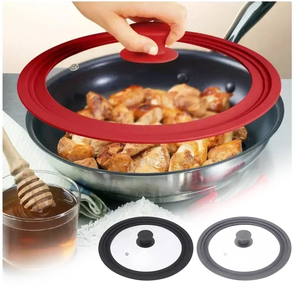 Tempered Glass Pot Lid with Silicone Handle - 16-32cm Universal Kitchen Frying Pan Cover for Safe Cooking