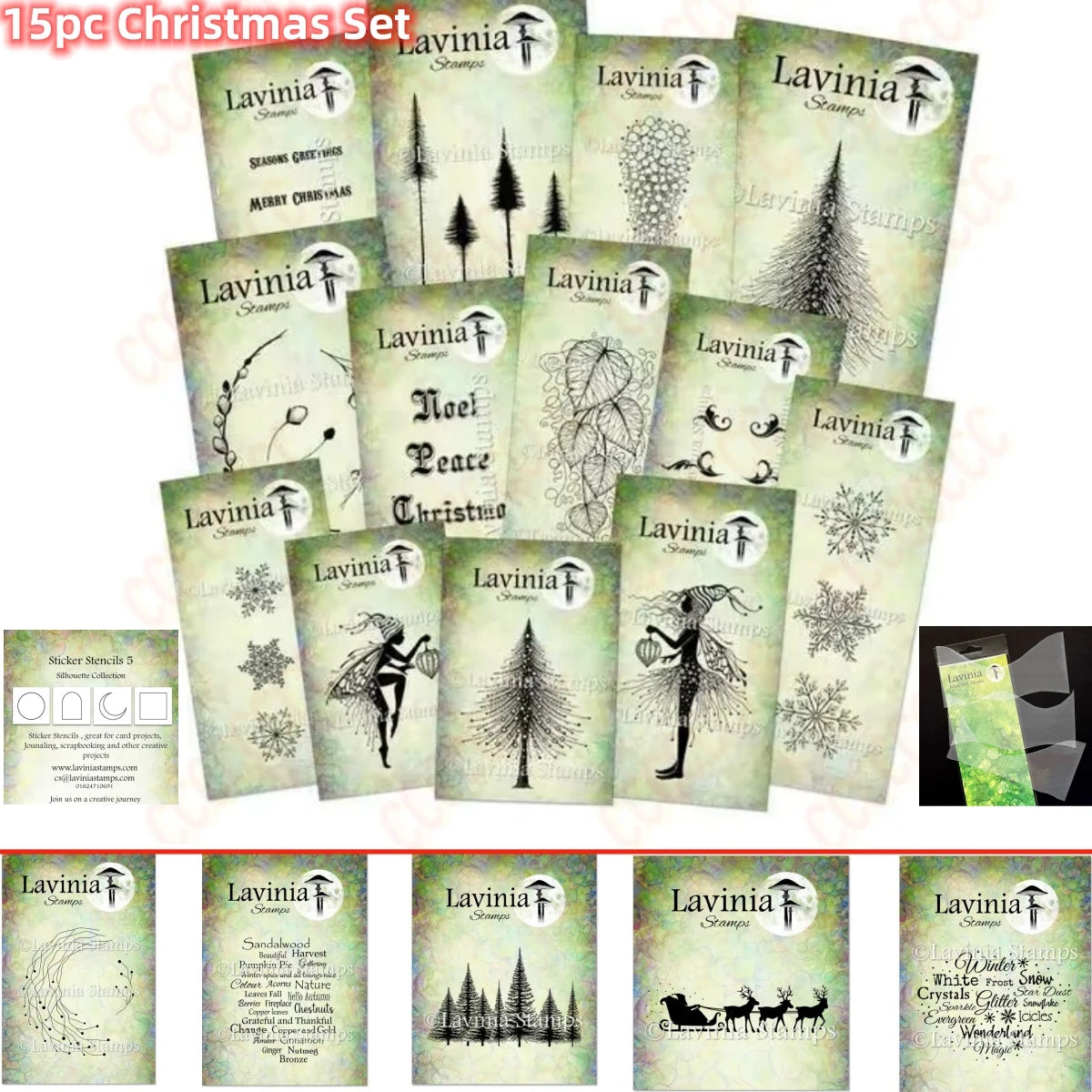 Christmas Tree & Snowflake Craft Stamps & Dies for DIY Scrapbooking & Card Making