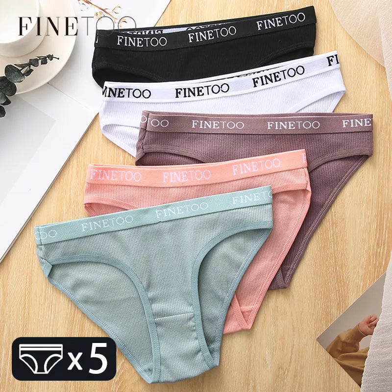 Cotton Panties Set with Solid Color Letters - Low Waist Briefs for Women of All Sizes  Our Lum   