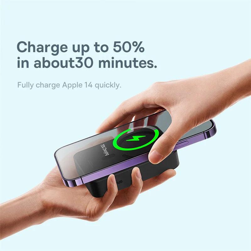 Baseus Magnetic Wireless Power Bank: Fast Charge for iPhone with Magsafe  ourlum.com   