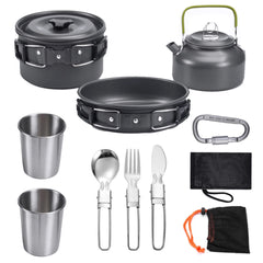 Lightweight Aluminum Camping Cookware Set for 2-3 People - Portable Cooking Kit for Hiking, Trekking, and Outdoor Adventures