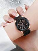 Luxury Women's Silicone Strap Quartz Watch Elegant Timepiece