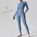 Empowering Elegance: Zipper Nude Long Sleeve High Intensity Workout Leotard  OurLum.com Grayish blue S CHINA