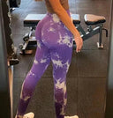 Trendy Tie-Dye High Waist Yoga Leggings for Women with Booty Lift  ourlum.com pruple white S 