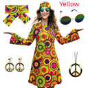 Hippie Disco Dress Set: Vintage Costume Accessories for Women