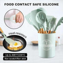 Eco-Friendly Silicone Kitchen Utensils Set with Wooden Handles