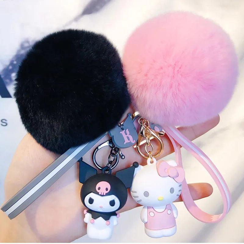 Cute Animal Keychains with Fluffy Fur Ball - Women's Bag Pendant Gift  ourlum.com   