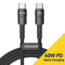 Essager 100W Type C USB C PD Fast Charging Cable for Macbook Samsung   ourlum.com 2m 60W Black 