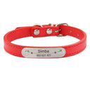 Custom Dog Collar: Engraved ID Anti-lost Leather for Dogs-Cats  ourlum Red XXS (17-22cm) 