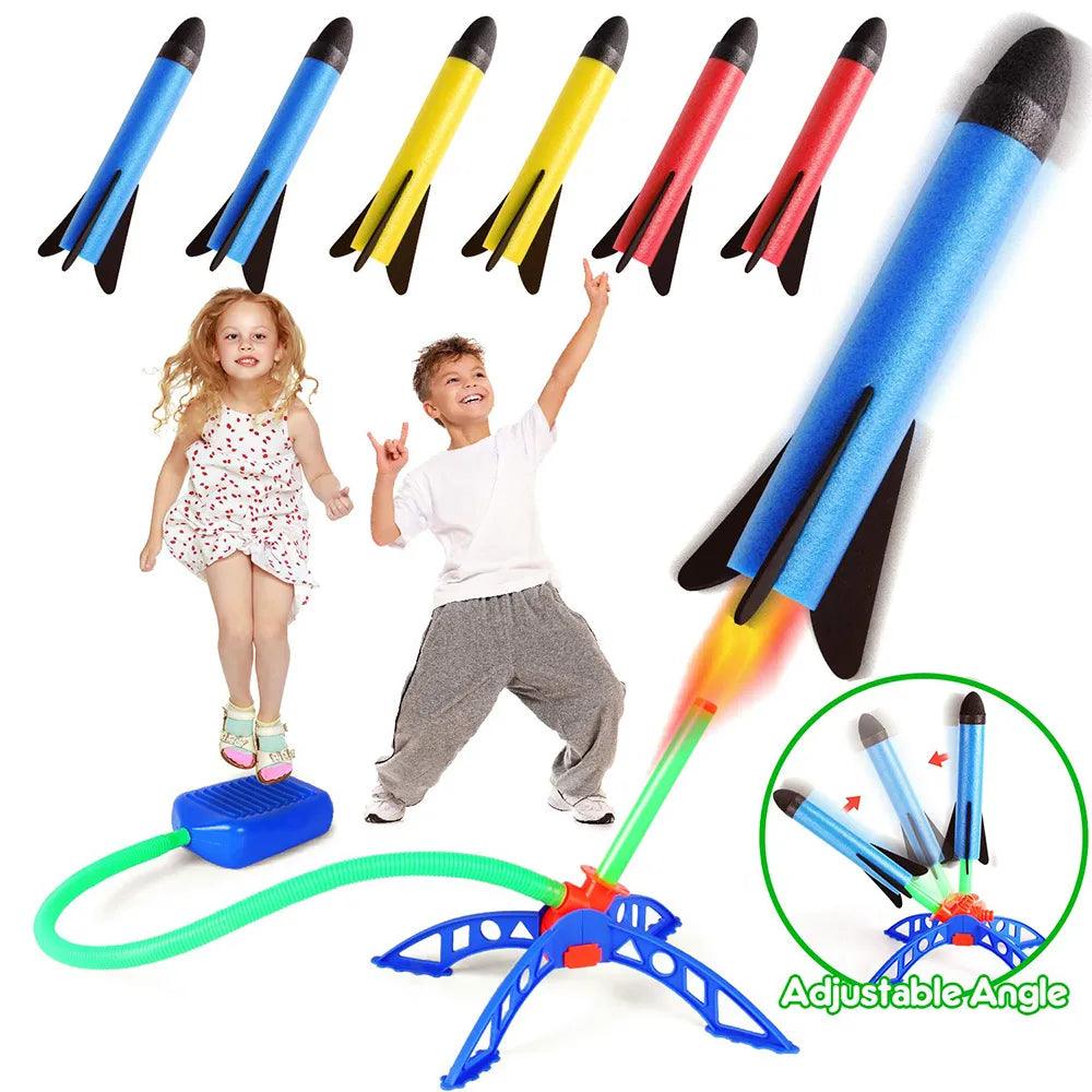 Kid-Powered Air Rocket Launcher Set: Fun Foam Rockets, Adjustable Launch Angle, Premium Quality - Outdoor Sport Game Toy  ourlum.com   