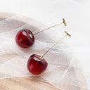 Sweet Cherry Charm Earrings Whimsical Korean Style Women