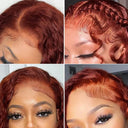 Reddish Brown Kinky Curly Lace Front Wig Luxurious Volume