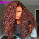 250% Density Reddish Brown Kinky Curly Lace Front Wig