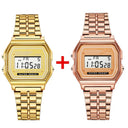 Gold Stainless Steel LED Men's Watch Modern Stylish Timepiece