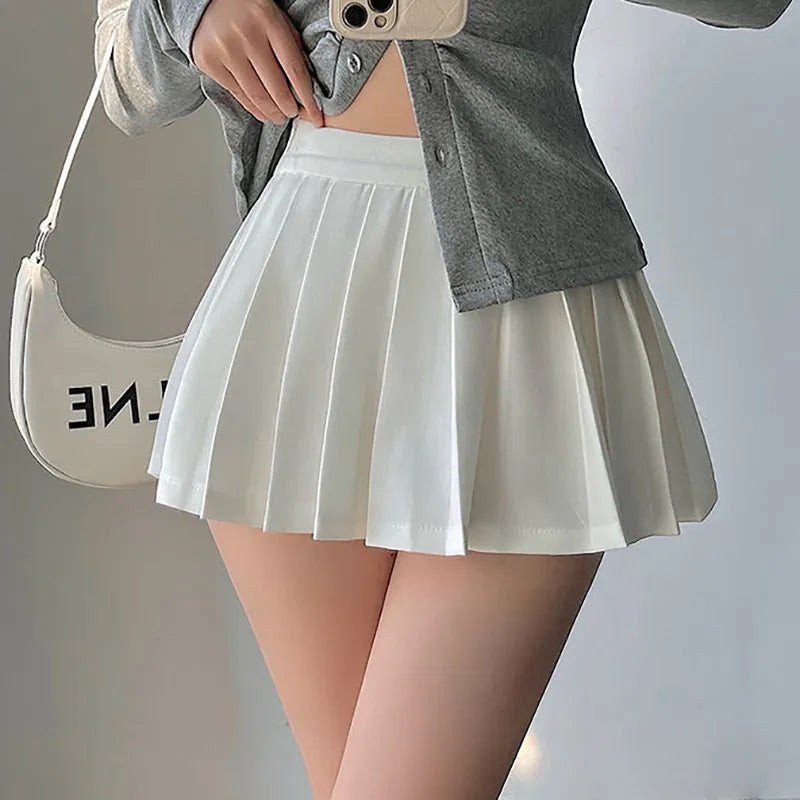 Seductive High Waist Irregular A-line Mini Skirt with Shorts - Stylish Streetwear Choice  OurLum.com White L 