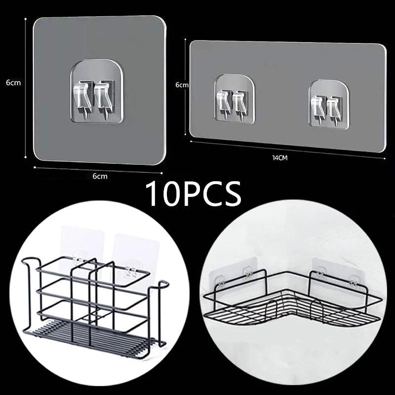 Clear Adhesive Hanging Shelf Hooks - Kitchen and Bathroom Organization Solution  ourlum.com   