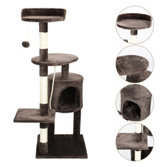 Cat Tree Multi-Level Tower Condo Scratching Post Kitten Toy Cozy Condo Climb Furniture Climbing Tower Activity Centre Dark Brown