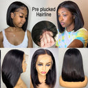 Premium Brazilian Human Hair Short Bob Wig Glueless Lace Front