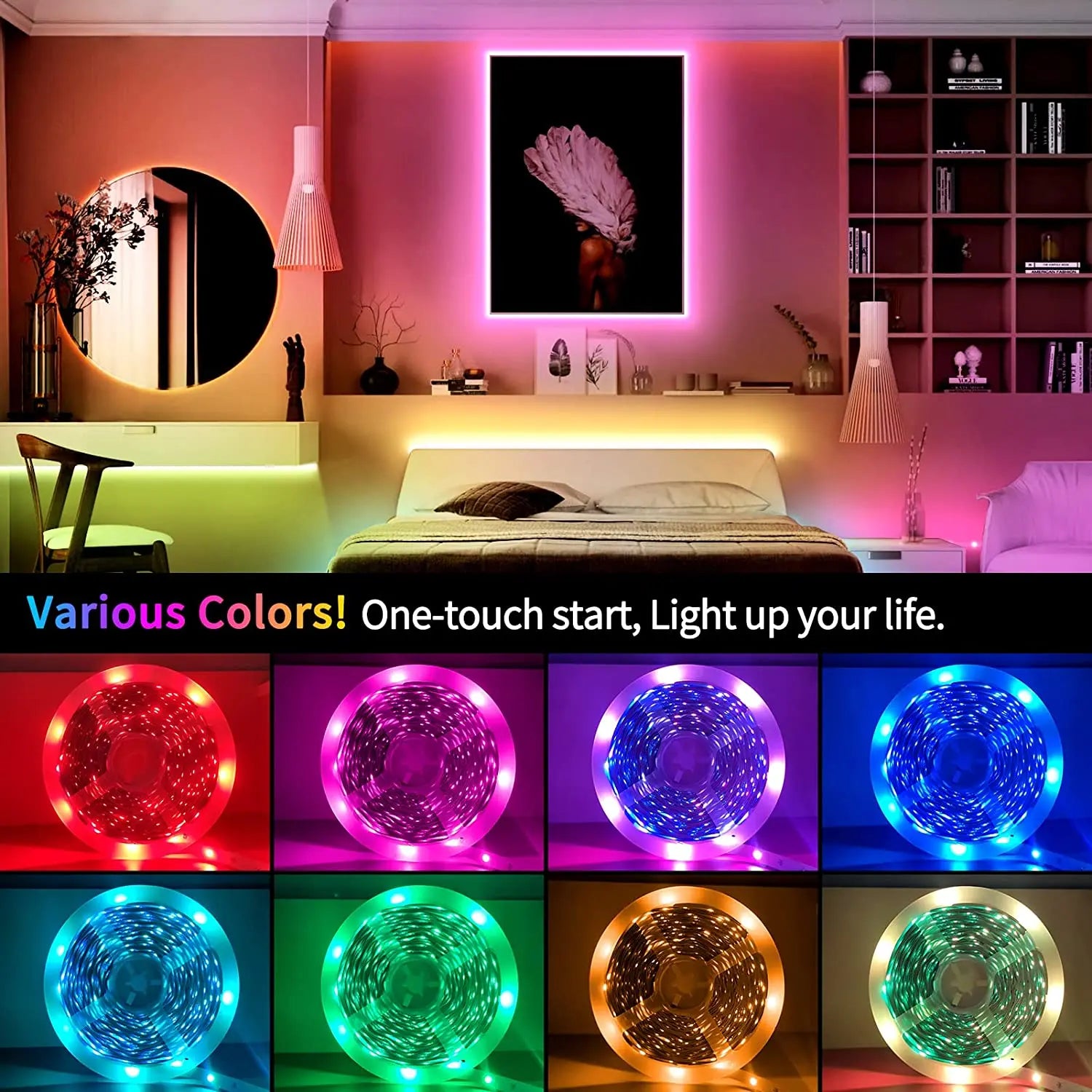 RGB LED Strip Light: Colorful Lights for Home Decor & Music Sync  ourlum.com   