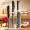 Professional Damascus Kitchen Knife Set with Santoku Cleaver