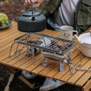 Portable Folding Campfire Grill Stand for Outdoor BBQ Use