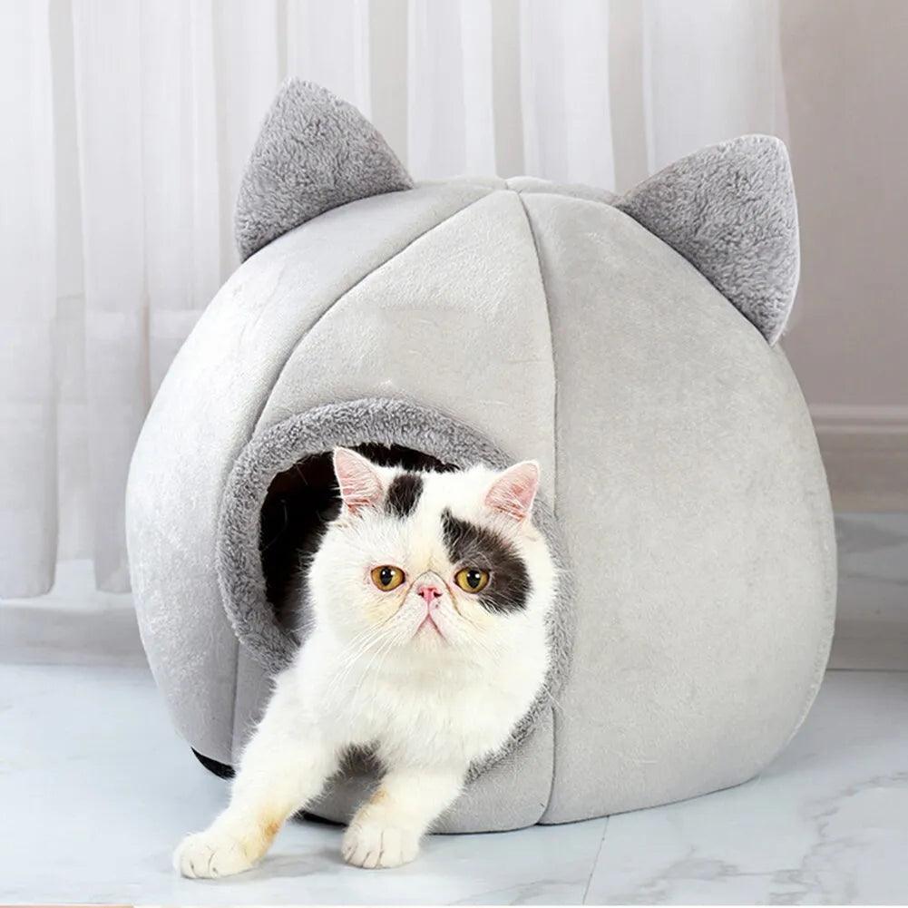 Cozy Cat Cave Bed: Self-Warming Sleep Space for Small Pets  ourlum.com   