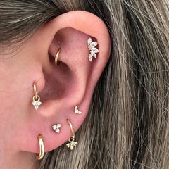Moon Stud Earring: Elegant Sterling Silver Jewelry for Women - Sparkling Zircon Stone Glam