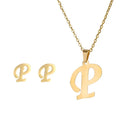 Fashion Stainless Steel Alphabet Initial Necklace Set For Women