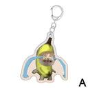 Happy Banana Cat Key Chain Quirky Pet Lover Gift