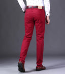 Spring Men's Slim Jeans Classic Style Straight Elasticity Cotton Denim Pants Male Brand Wine Red Black White Trousers