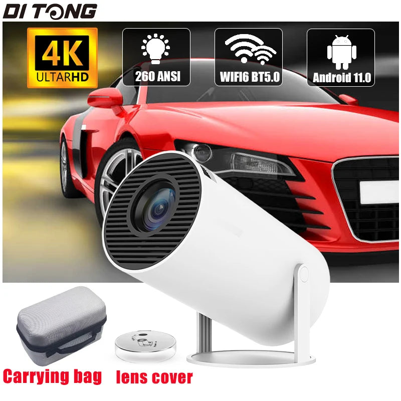 DITONG HY300 Pro Projector Android11 4K 1280*720P Dual  Wifi 260ANSI Video Cinema Outdoor Portable Outdoor home hd led Projetor