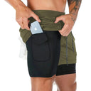 Realxizi Men's 2-In-1 Compression Running Shorts: Upgrade Performance!  ourlum.com Armygreen XL(70-80kg) 