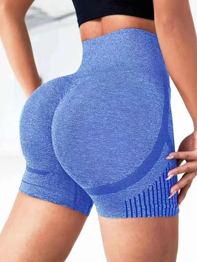 High-Waisted Women's Yoga Shorts for Fitness, Gym, and Running - Stylish Herringbone Design with Breathable Nylon Material