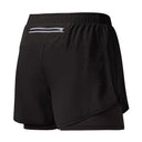 Men's Quick-Dry Double Layer Running Shorts Black Fitness