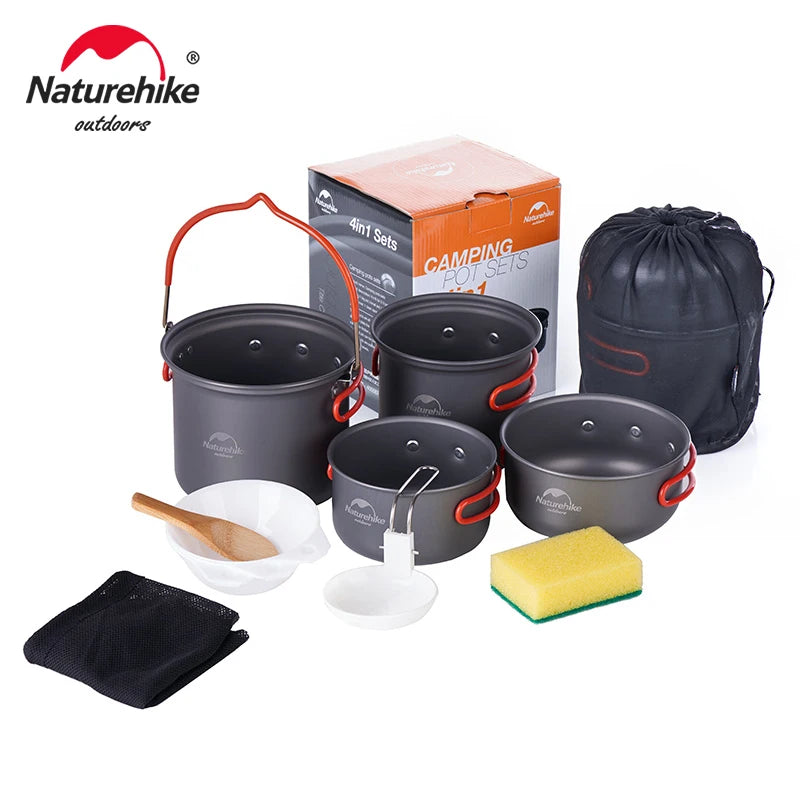 Ultralight Naturehike Camping Cooking Set for 2-3 People - Portable Non-Stick Cookware for Hiking and Outdoor Picnics