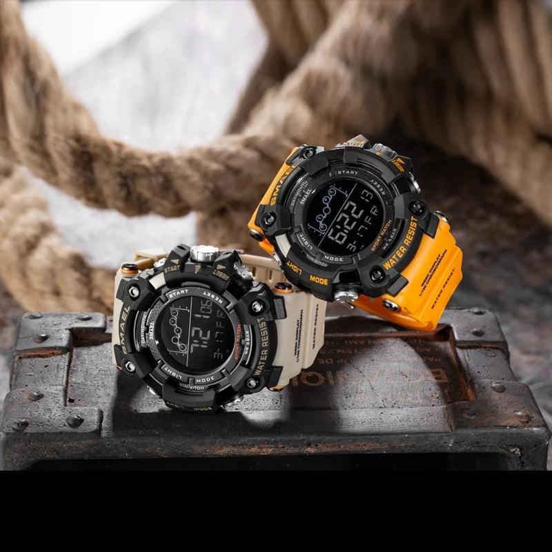 Military Style Men's LED Digital Sports Watch with Stopwatch and Water Resistance - SMAEL 1802 Army Clock  ourlum.com   