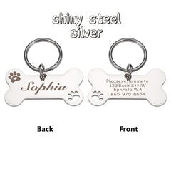 Personalized Stainless Steel Pet Name Tag for Dogs & Cats