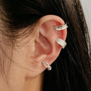 Unisex Boho Silver Leaf Non-Piercing Clip Earrings Set