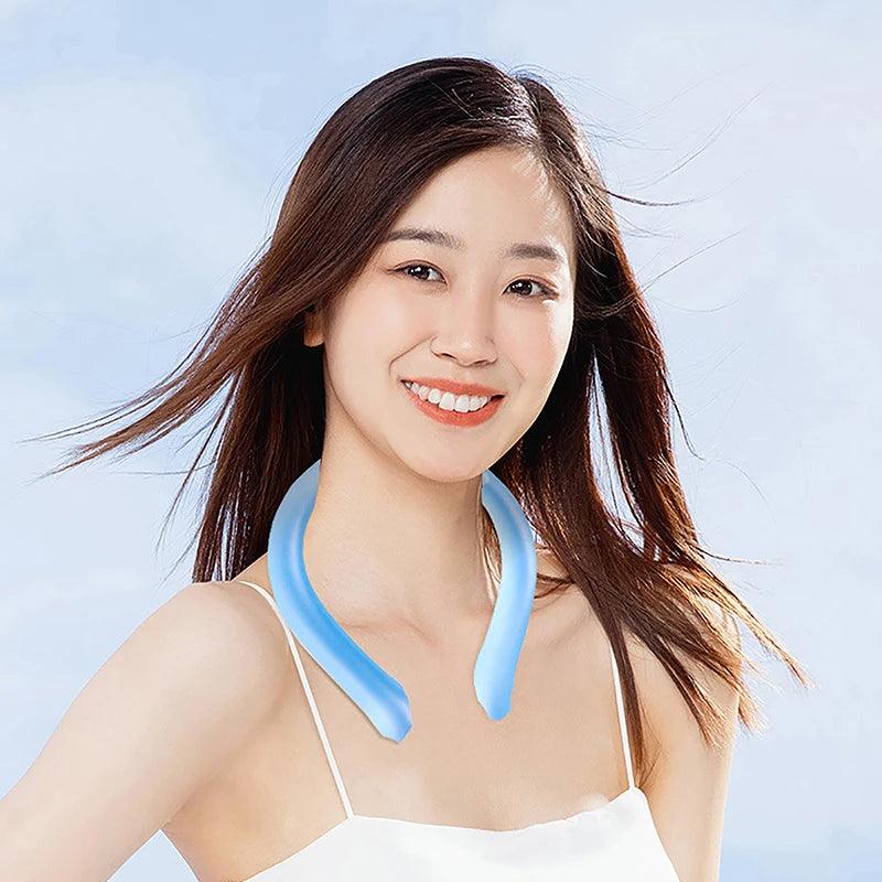 1pc Neck Cooling Ring Neck Massager Summer Cooler Rings Cool Tube Collar Reusable Neck Cooling Ring Ice Cushion Tube