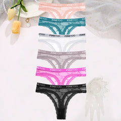 Seductive Lace G-String Panties Bundle: Mesh Detail Sensual Lingerie