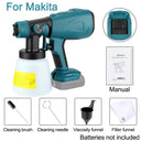 Cordless 800ML Electric Paint Sprayer For Makita Dewalt Milwaukee Bosch