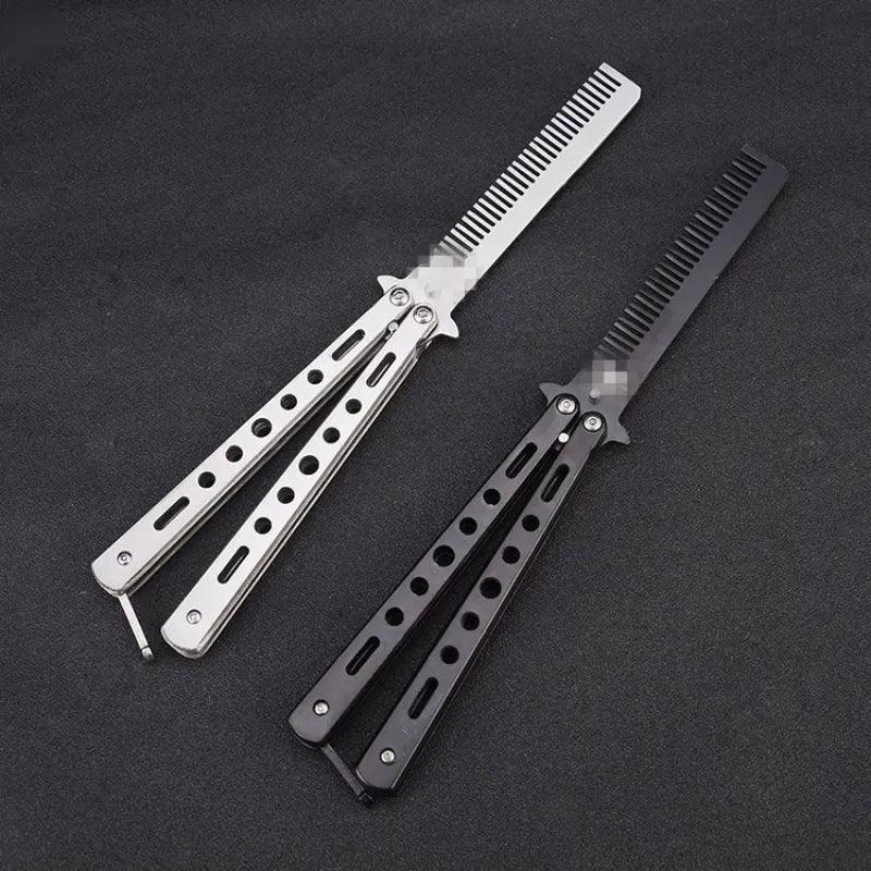 Butterfly Knife Comb - Stainless Steel Hair Styling Practice Tool