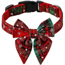 Cotton Christmas Snowflake Bow Dog Collar for Festive Holiday Style  ourlum.com Red Green Snow S 2.0cmx40cm 